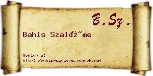 Bahis Szalóme névjegykártya